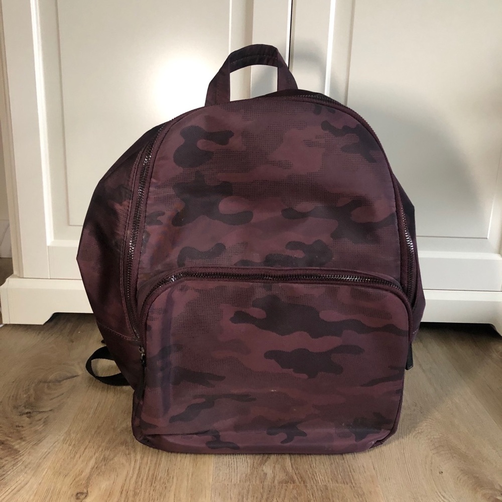 BURGUNDY CAMOUFLAGE LEATHER BACKPACK